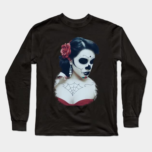 Day of the Dead Girl Long Sleeve T-Shirt by GrizzlyVisionStudio